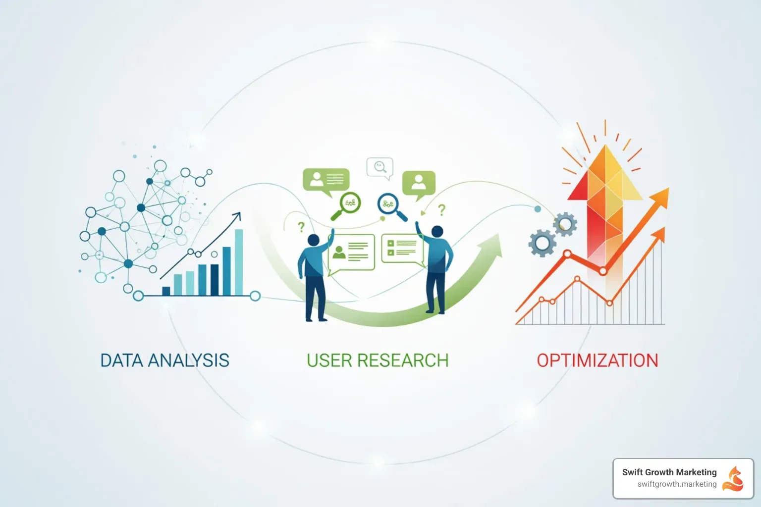 Illustration of the core components of a CRO service package - conversion rate optimization service