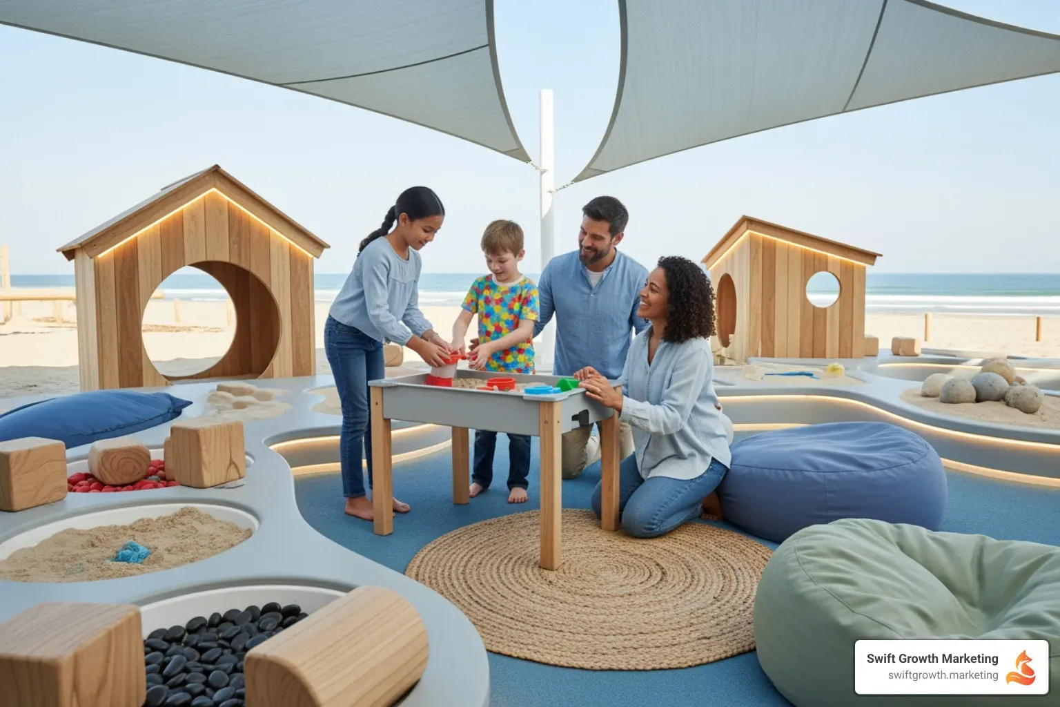 Family enjoying a sensory-friendly attraction in Myrtle Beach - content marketing for brands