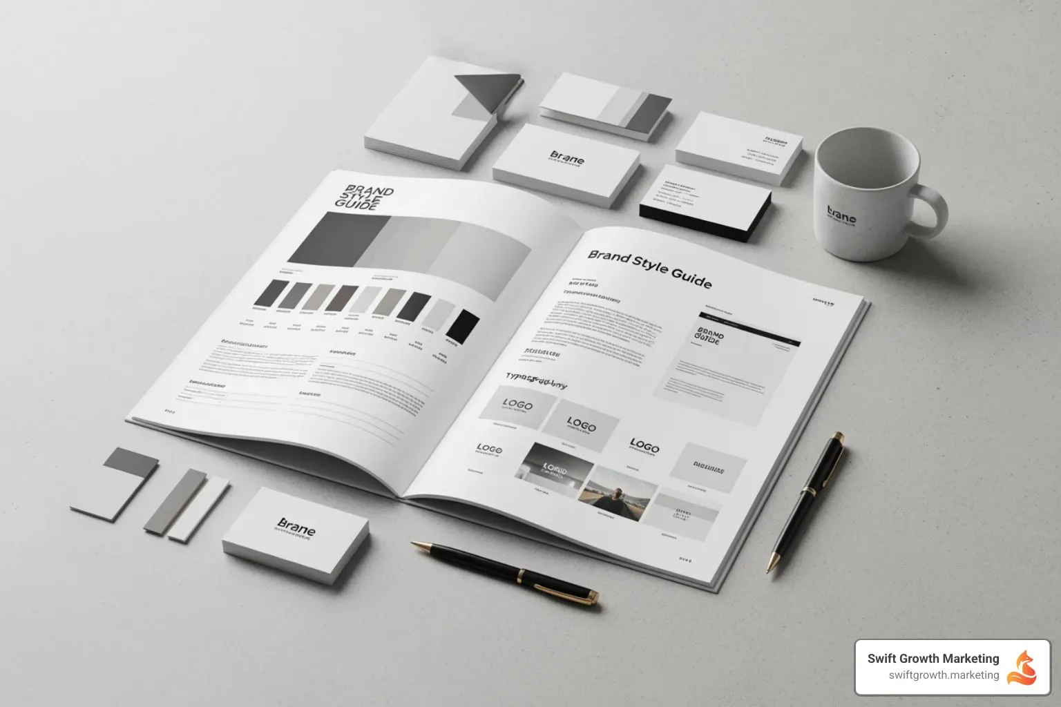 brand style guide with colors, fonts, and logo variations - financial advisor branding